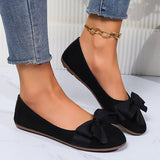 Womens Elegant Wide-Fit Soft-Sole Bow-Knot Flats - Lightweight, Comfortable, Breathable Fabric Shoes with Round Toe, Slip-On Closure, and Rubber Sole for All-Season Wear