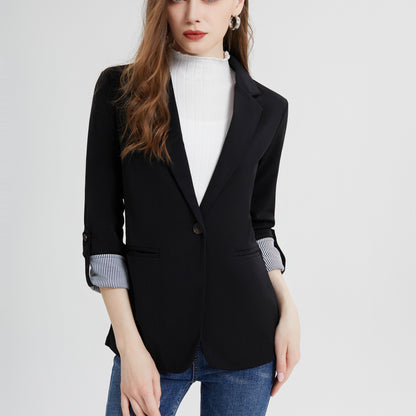 vlovelaw  V-neck Pocket Basic Blazer Coat, Casual Long Sleeve Fashion Loose Blazer Outerwear, Women's Clothing