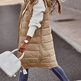 vlovelaw Hooded Sleeveless Coat, Casual Long Length Versatile Winter Warm Outerwear, Women's Clothing