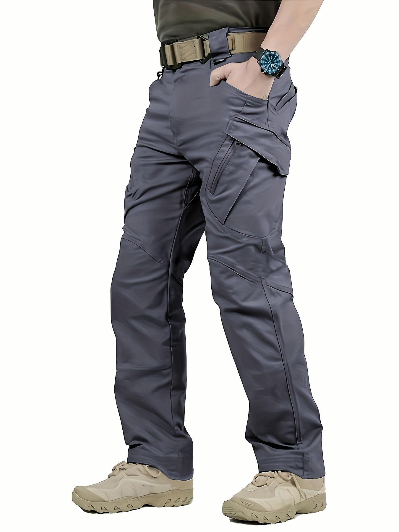 vlovelawMen's Outdoor Multi Functional Tactical Pants, Multi Pocket Outdoor Hiking Waterproof Sweatpants, Wear Resistant Cargo Pants