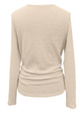 Stylish Solid Color Cowl Neck Long Sleeve T-Shirt - Comfortable, Elegant, and Versatile for Spring & Fall - Women's Clothing for Everyday Wear