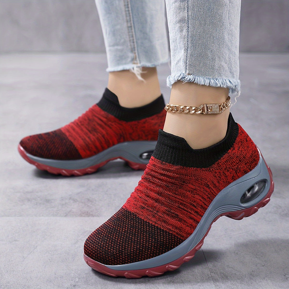 vlovelaw  Slip On Socks Sneakers Breathe Mesh Walking Shoes Women Fashion Sneakers Comfort Wedge Platform Loafers, Thick Sole High Impact Fashion Running Sports Shoes For Women & Men