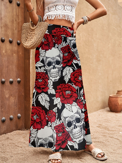 vlovelaw  Tribal Print High Waist Skirts, Boho Slim Summer Maxi Skirts, Women's Clothing