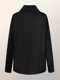 vlovelaw Solid Button Front Asymmetrical Neck Blouse, Elegant Long Sleeve Blouse For Spring & Fall, Women's Clothing