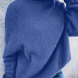 Solid Turtle Neck Loose Pullover Sweater, Casual Long Sleeve Raglan Shoulder Sweater, Women's Clothing