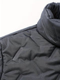 vlovelawMen's Fleece Lined Padded Jacket, Men Casual Padded Coat Windbreaker Zipper Pocket Stand Collar For Men Winter