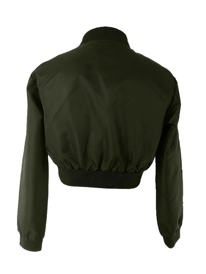 vlovelaw  Zipper Solid Crop Jacket, Y2K Long Sleeve Jacket For Spring & Fall, Women's Clothing