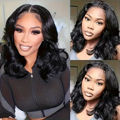 Short Bob Wigs Body Wave Lace Wig Human Hair 180% Density 4x4 Glueless Wigs Pre Plucked With Baby Hair For Women Brazilian Virgin Human Hair Wigs Natural Color