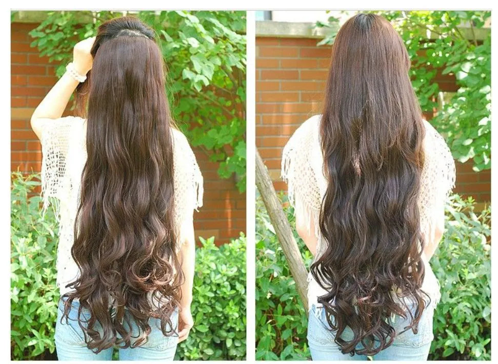 40"/32"/24"/18" super long five clip in hair extensions synthetic hair curly thick 1 piece for full head high quality