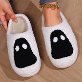 Cozy Halloween Cartoon Slippers - Warm, Plush Open-Toe Home Shoes with Strappy Back Support