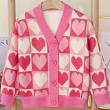 Girls Vibrant Blossom Jacquard Cardigan - Soft Knitted Button Coat for Cozy Style - Perfect for Little Fashionistas - Childrens Casual Wear