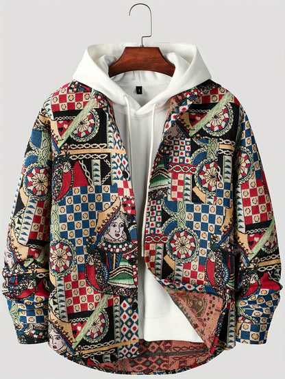 vlovelaw Men's Casual Ethnic Style Jacket, Button Up Retro Jacket