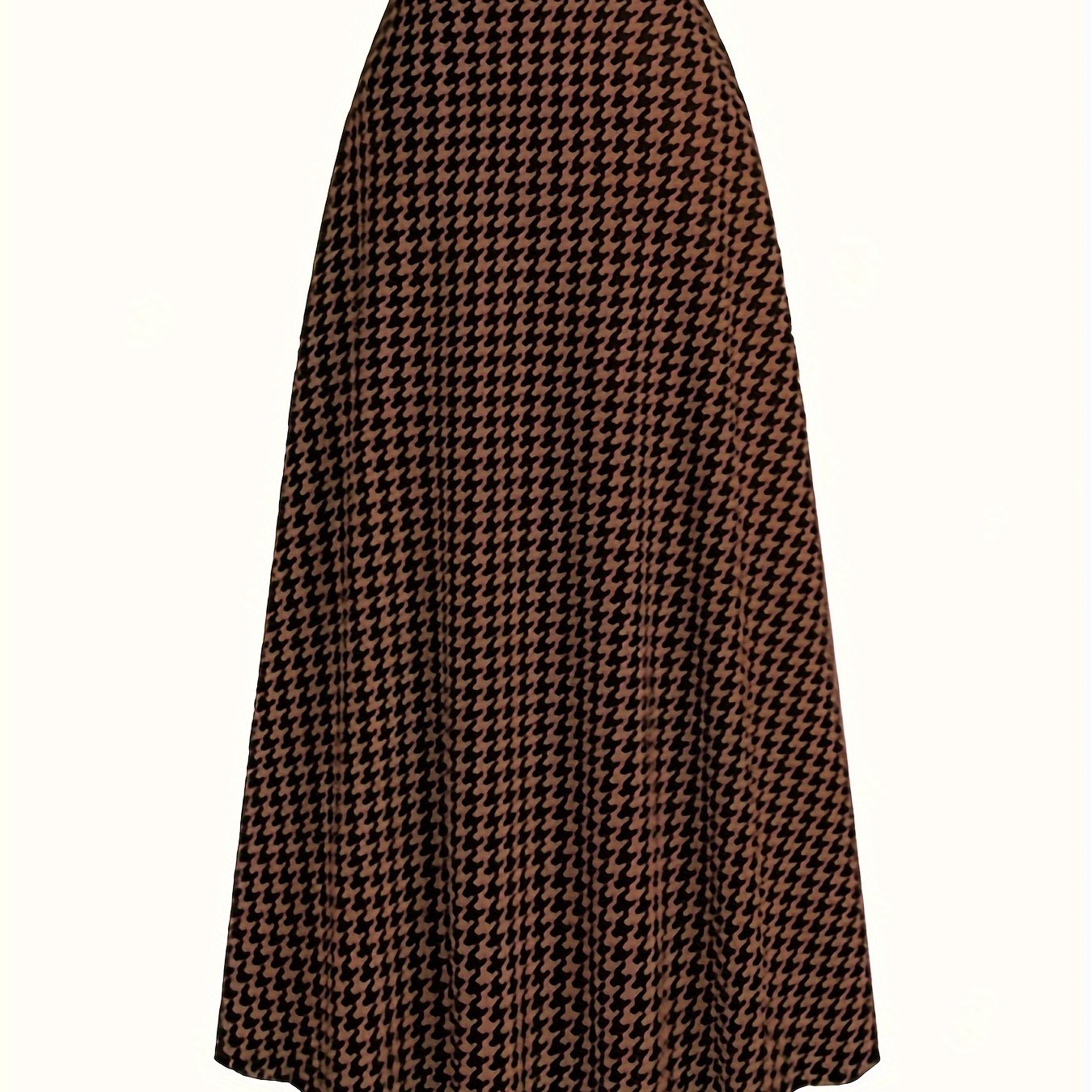 vlovelaw  Houndstooth Print High Waist Skirt, Elegant A-line Maxi Dress, Women's Clothing