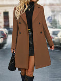 vlovelaw  Double Breasted Trench Coat, Elegant Lapel Long Sleeve Outerwear, Women's Clothing