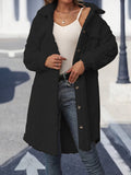 vlovelaw  Solid Fuzzy Single Breasted Coat, Casual Long Sleeve Winter Warm Outerwear, Women's Clothing