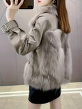 vlovelaw  Fluffy Trim Solid Coat, Casual Zip Up Long Sleeve Winter Outerwear, Women's Clothing