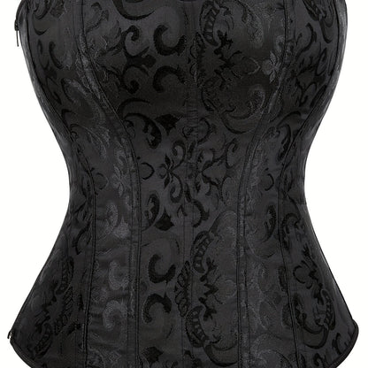 Flattering Strapless Corset Bustier - Tummy Control, Adjustable Lace-Up, Jacquard Textured Body Shaper for Lingerie & Special Occasions