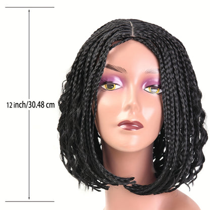 Elegant 12-Inch Short Bob Box Braided Wig With Free Tress - Heat Resistant Synthetic Fiber, Crochet Style For Women Bob Wigs For Women Short Bob Wigs For Women