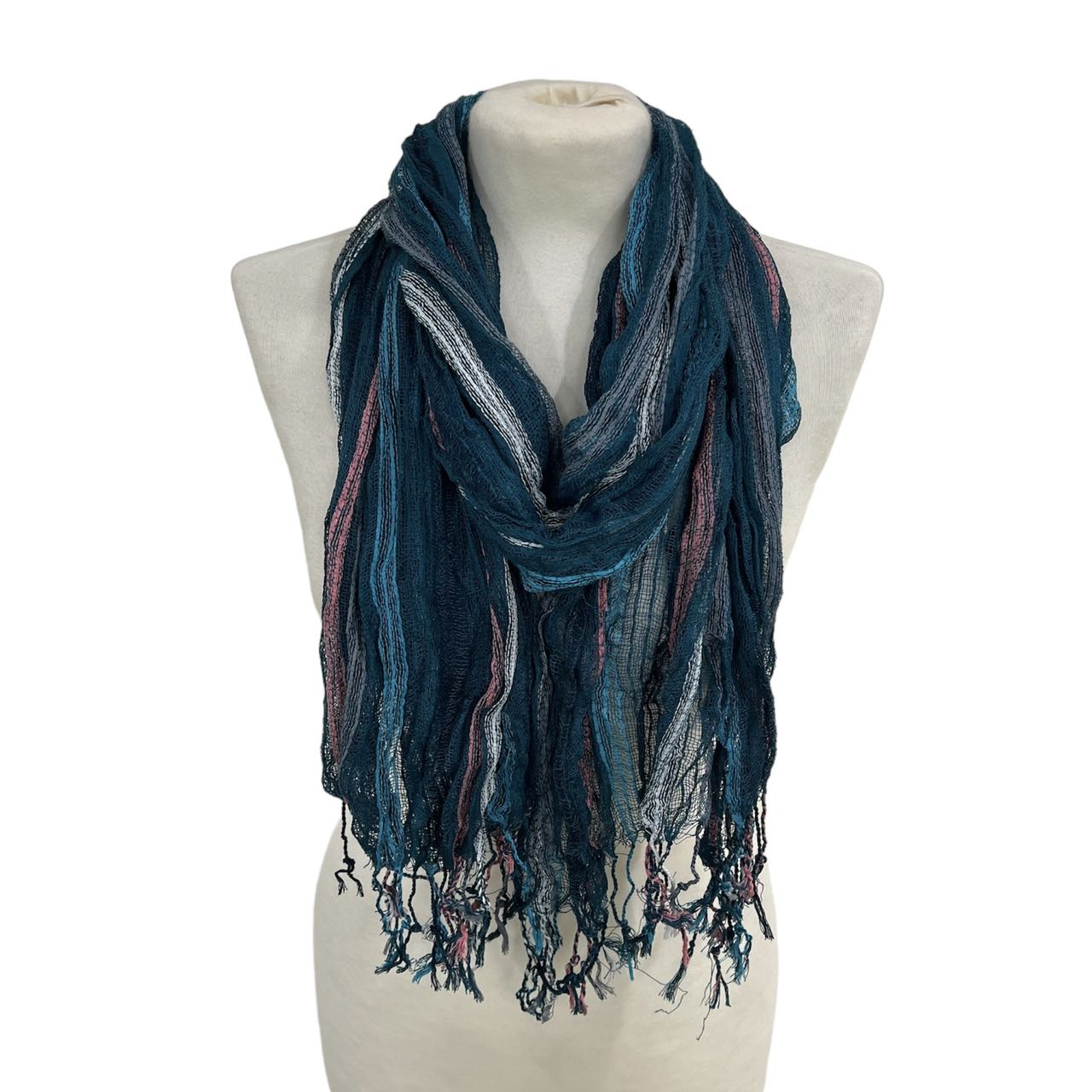 Arctic Cascade Blue Fringe Scarf