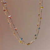 1pc Colorful Stone Princess Necklace Bohemian Vacation Style Clavicle Chain Jewelry