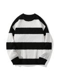 vlovelaw  Trendy Men's Color Block Knitted Sweater - Warm And Comfortable Loose Pullover For Stylish Men