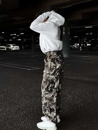 vlovelaw  Camo Print Elastic Waist Pants, Casual Cargo Pants, Women's Clothing