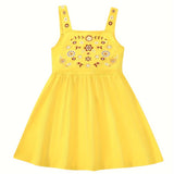 Adorable Girls Floral Embroidered Sundress - Soft Cotton for Summer Holidays, Perfect for Casual Outings and Vacation Fun