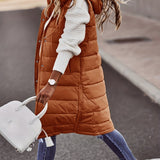 vlovelaw Hooded Sleeveless Coat, Casual Long Length Versatile Winter Warm Outerwear, Women's Clothing