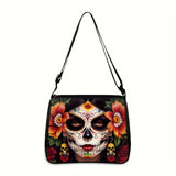 Trendy Skull Print Crossbody Bag - Stylish Casual Design with Secure Phone & Wallet Compartments - Perfect for Fashion-Conscious Travelers