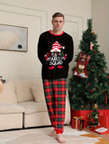 Mens Cozy Christmas Pajama Set - MERRY CHRISTMAS Crew Neck Top with Antler Graphic & Plaid Lounge Pants - Stylish Casual Holiday Wear