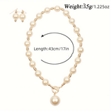 Faux Pearl Decor Necklace Elegant Short Clavicle Chain Necklace All Match Jewelry Accessories For Women