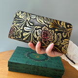 Elegant Vintage-Style Wallet with Floral Design: Secure Zippered Continental, Spacious with Credit Card Organizer & Stylish Polyester Lining