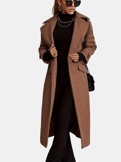 vlovelaw  Long Length Waterfall Collar Coat, Elegant Open Front Long Sleeve Outerwear, Women's Clothing