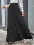 vlovelaw  Solid High Waist Wide Leg Pants, Casual Floor Length Slant Pocket Pants, Women's Clothing