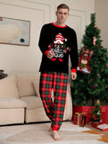 Mens Cozy Christmas Pajama Set - MERRY CHRISTMAS Crew Neck Top with Antler Graphic & Plaid Lounge Pants - Stylish Casual Holiday Wear