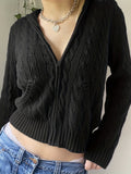 vlovelaw  Zip Up Hooded Knit Cardigan, Casual Drawstring Long Sleeve Sweater, Women's Clothing