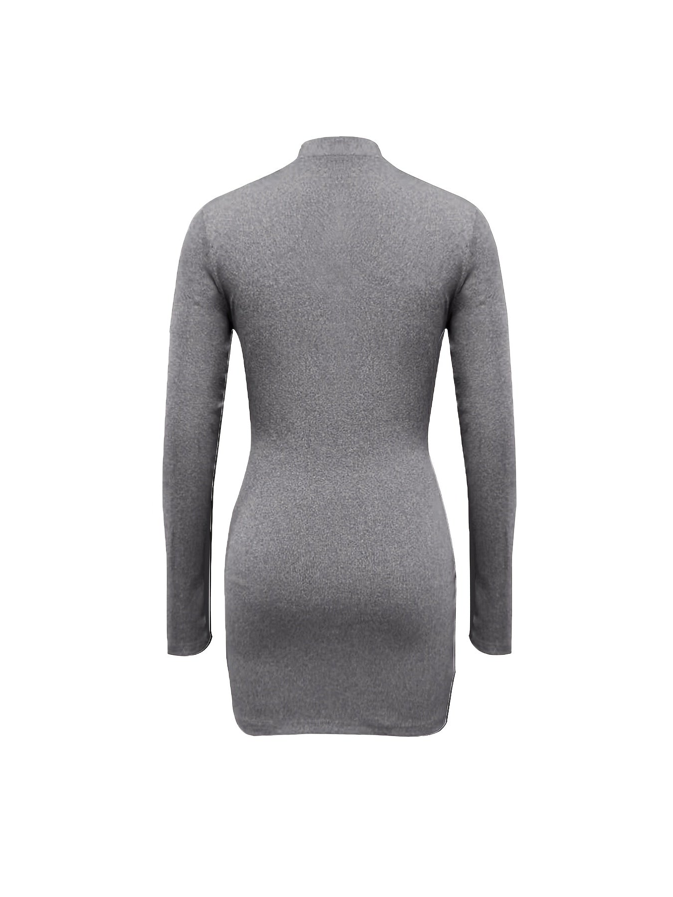 vlovelaw  Solid Zipper Dress, Casual Long Sleeve Bodycon Mini Dress, Women's Clothing