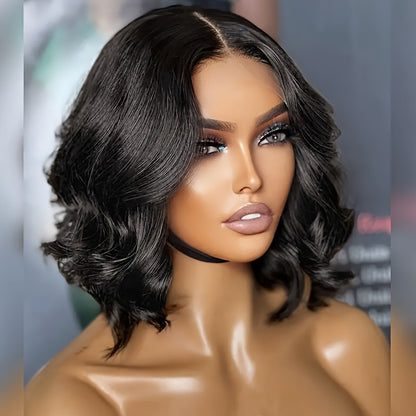 Short Bob Wigs Body Wave Lace Wig Human Hair 180% Density 4x4 Glueless Wigs Pre Plucked With Baby Hair For Women Brazilian Virgin Human Hair Wigs Natural Color