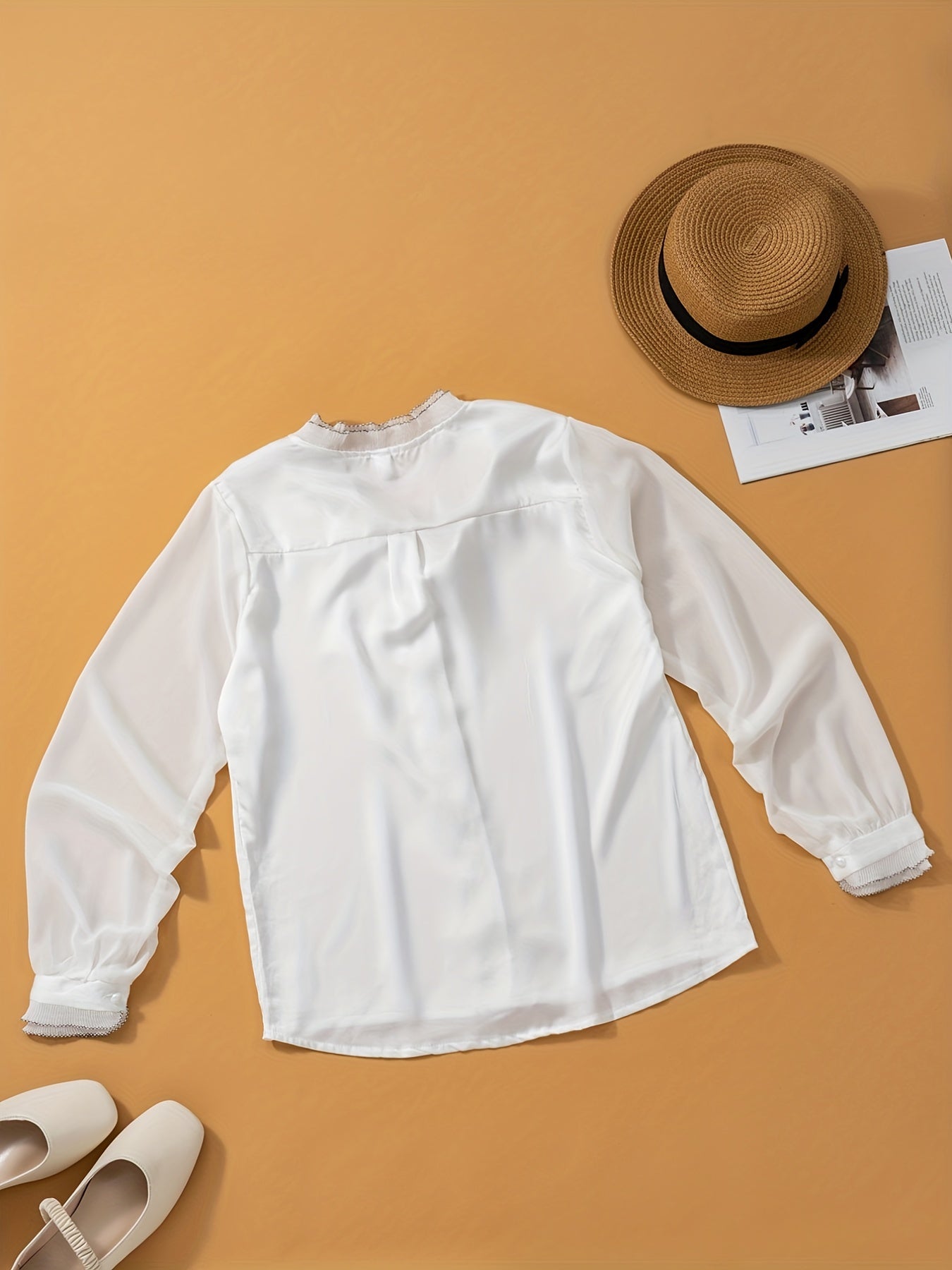 Long Sleeve Blouse, Elegant Casual Top, Women's Clothing