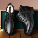 Men's Insulated Leather Boots - Warm, Comfortable Lace-Up Walking Shoes for Everyday Casual Wear