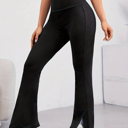 vlovelaw  Women's Activewear: Look Stylish and Feel Comfortable with High Waist Split Hem Flared Pants for Spring and Autumn