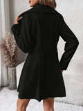 Double-breasted Flare Coat, Elegant Notched Collar Long Sleeve Blazer For Fall & Winter, Women's Clothing