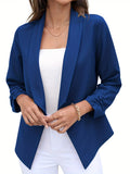 vlovelaw  Shawl Collar Open Front Blazer, Casual 3/4 Sleeve Blazer For Office & Work, Women's Clothing