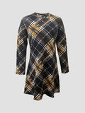 vlovelaw  Plaid Mock Neck Dress, Elegant Long Sleeve Dress For Spring & Fall, Women's Clothing