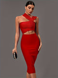 vlovelaw Cut Out Asymmetrical Dress, Sexy Bodycon Sleeveless Dress, Women's Clothing