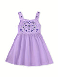 Adorable Girls Floral Embroidered Sundress - Soft Cotton for Summer Holidays, Perfect for Casual Outings and Vacation Fun