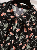 vlovelaw Floral Print Tie Neck Dress, Vintage Long Sleeve A Line Dress, Women's Clothing