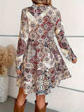 vlovelaw  Floral Print V Neck Dress, Casual Long Sleeve Dress For Spring & Fall, Women's Clothing