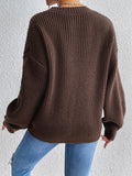 vlovelaw  Solid Crew Neck Pullover Sweater, Casual Long Sleeve Sweater For Fall & Winter, Women's Clothing