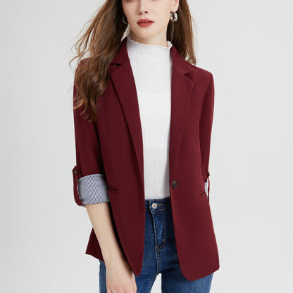 vlovelaw  V-neck Pocket Basic Blazer Coat, Casual Long Sleeve Fashion Loose Blazer Outerwear, Women's Clothing